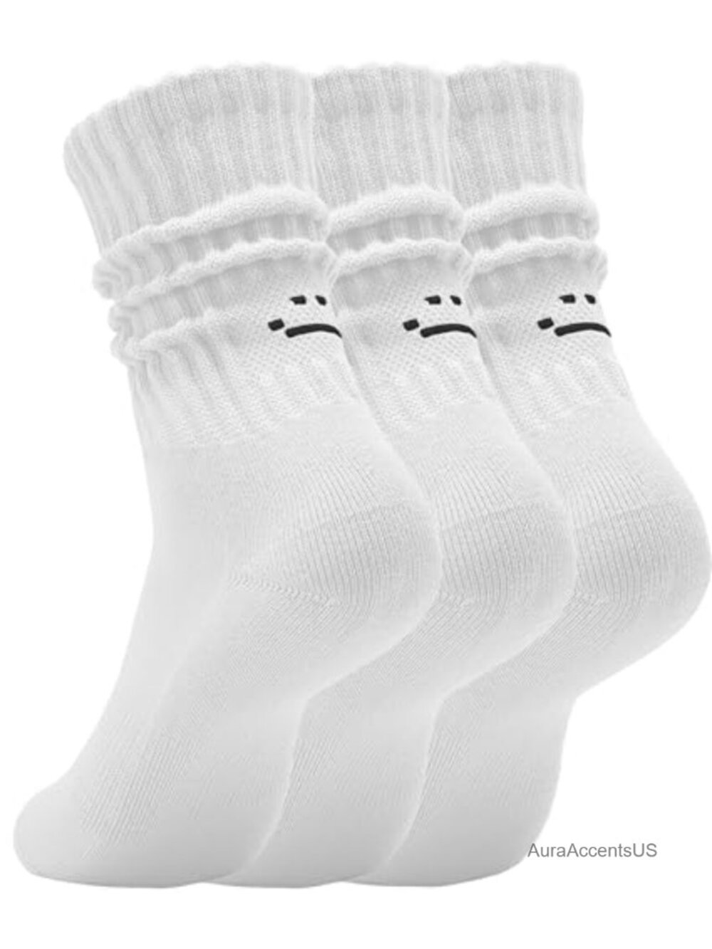 Women's Scrunch Slouch Crew Socks Cotton Blend Retro Kawaii Chunky Ribbed Calf